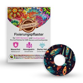 Diasticker Motif Plasters for Freestyle Libre 3 Sensor (Pack of 10, Stars of the Universe), Waterproof, Skin-friendly, Breathable, Strong Hold, Fixation Plasters