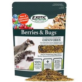 Berries & Bugs 3 lb. - All Natural High Protein High Fiber Insectivore Diet with Fruit, Gut-Loaded Insects, & Healthy Vitamins - Hedgehogs, Sugar Gliders, Skunks, Opossums & Other Insectivores