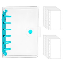 Sealing Notebook, Plastan, Transparent, A7 Binder, 6 Holes, [20 Refills] PP Sheet, Card Pocket, Sticker Mount, Notebook, Card Sleeve, Transparent, Removable, Binder Type Notebook, Girls, Collage Notebook (Light Blue)