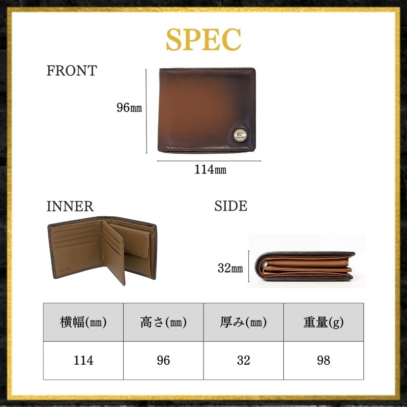 Golden Bear GBMW3KS3 Graduated Leather Bi-fold Wallet, Black