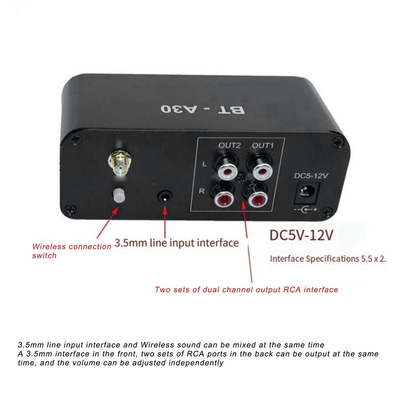 Bluetooth Sound Preamplifier 20dB Dual Op Amp NE5532 Stereo Preamp