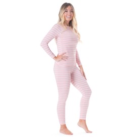 Rocky - Ropa Interior térmica para Mujer, Conjunto de Forro Polar con Forro Polar, Camisa y Pantalones, Capa Base con Leggings, Parte Inferior, esquí, frío Extremo, Rosa (Pink Striped), XL