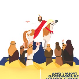 Unhinged 'Jesus It's My Birthday' Pop Up 3D Christmas Card for Him & Her Festive Xmas Card Funny Card Silly Humourous Joke Card Unique Surprise