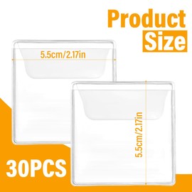 Set of 30 Coin Pouches Coin Clips for Coins Jewellery Small Items (5.5 x 5.5 cm, Transparent) Plastic Bags Coin Clips