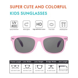 Rocf Rossini Children's Sunglasses Flexible Polarised Shades for Baby Boys and Girls UV400 Protection Glasses Age 2-8, 2 Pack (Pink+Pink/Cyan)