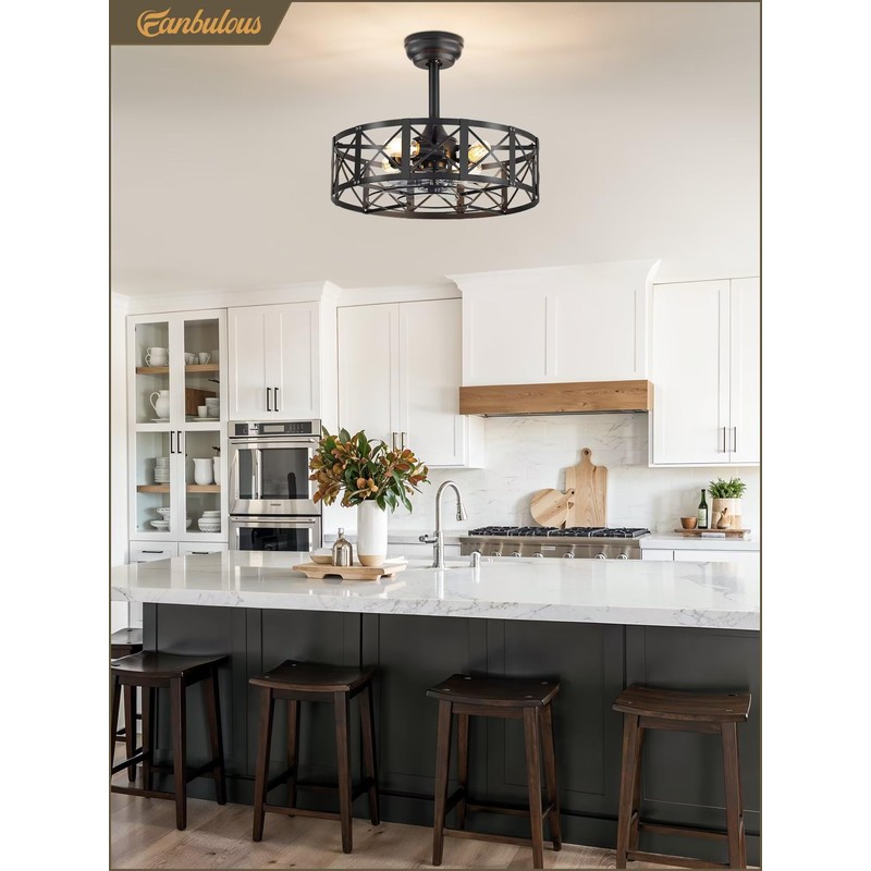 Fanbulous 20 Inch Fandelier Caged Ceiling Fans with Lights and
