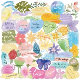 50Pcs Bible Verse Stickers Graffiti Fantasy Aesthetic Stickers for Laptop, Scrapbooking, Journal, Phone, Water Bottle, Kindle, Notebook, Waterproof PET Transparent Decals