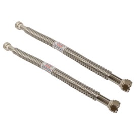 2 Pack Heavy Duty Durable Stainless Steel Corrugated Water Flex Connector with Extra Thick Washers for Water Heater and Water Softener (24x3/4 FIP)