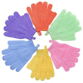 Exfoliating Gloves, Anezus 6 Pairs Shower Scrub Gloves Bath Loofah Glove Exfoliating for Women to Remove Dead Skin for Body Exfoliate (6 Colors)