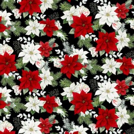 Wilmington Cardinal Cozy by Nancy Mink 33891 913 Black Seasonal Floral Cotton