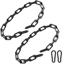 Gate Chain Lock, 23.6 Inch 304 Stainless Steel Chain Fence Gate Latch with Carabiner, Outdoor Hardware Lock Chain for Yards, Pet Cages, Horse Goat Dog Stall Barn and Fence Gates (Black Dia 4mm-2Pcs)