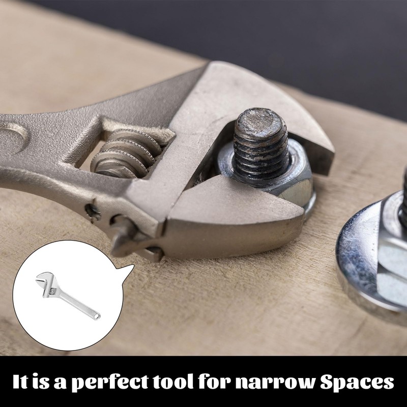 Grosion 4-Inch Small Adjustable Spanner,Mini Adjustable Spanner,Compact Adjustable Wrench,Portable Design,Lightweight