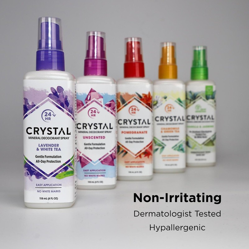Crystal Deodorant Essence Spray 4 Ounce Chamomile/Green Tea, All Over