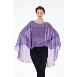 BEAUTELICATE Women's Stole Scarf Chiffon Cape Elegant for Wedding Dress Evening Dress Festive Prom Dress Beach Dress, Short Style - Lavender
