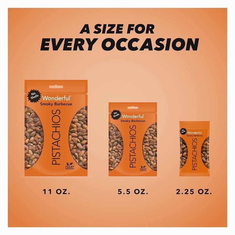 Wonderful Pistachios No Shells, Smoky Barbecue Flavored Nuts, 5.5 Ounce