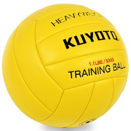 KUYOTQ 1.1 LBS Official Size 5 Yelllow Composite Leather Weighted Heavy Volleyball Serve Trainer Setter Volleyball (Deflated)