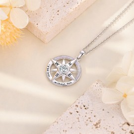 ONEFINITY Compass Chain 925 Sterling Silver Opal Compass Pendant Necklace Jewellery Gift for Women Ladies