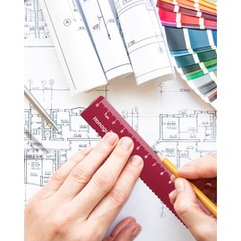 Honagu Triangular Ruler Set, 4 Pieces Aluminum Alloy Ruler, Metal Drafting Ruler, Geometric Protractor for Student,Draftsman, Engineers, Home School Office Supplies(20cm/7.87inch, Red)