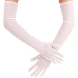 Mesh Gloves Super Long Off White Sheer Tulle Women Formal Ruched Gloves Themed Party Opera Prom 20s Glove Costume