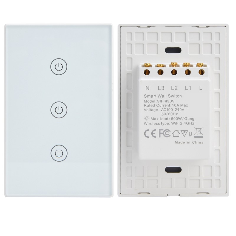 3 Gang Smart Touch Switch Glass Panel Voice APP Remote