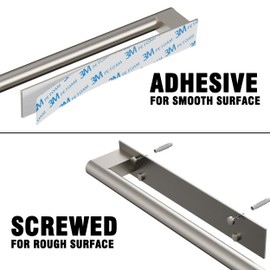 MIROAMZ 15inch Self Adhesive Hand Towel Holder/Bar, Stainless Steel Rustproof Stick on Wall Rack for Bathroom/Kitchen Space-Saving, Square Adhesive and Screwed Wall Mounted for RV(Brushed Nickel)