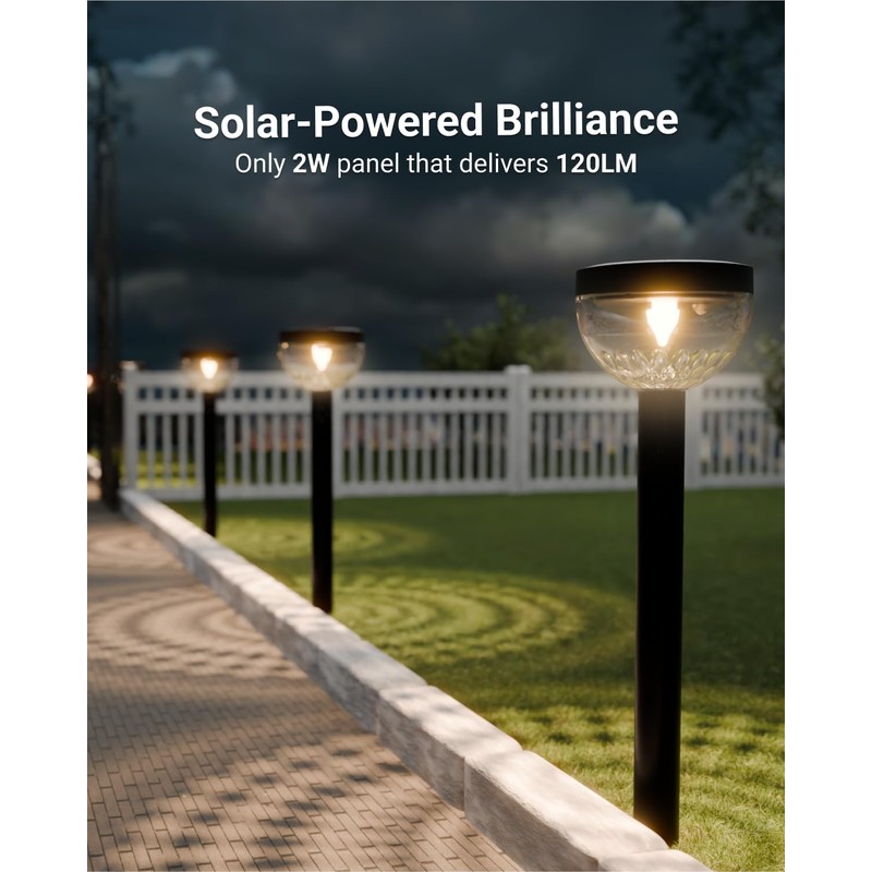 Sunco 6 Pack Round Solar Pathway Lights Outdoor, Super Bright