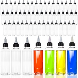 60 Pack 4oz Plastic Squeeze Bottles Clear Dispensing Bottles with Twist Top Caps Empty Squeeze Dropper Bottle for Crafts Sauces Oil Kitchen Condiment Squirt Cookie Decorating