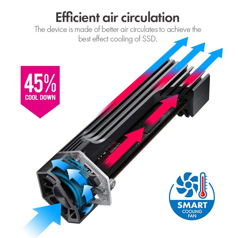 ineo M.2 NVMe (PCIe) Carcasa SSD Ventilador de refrigeración Integrado