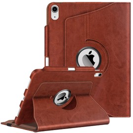 Fintie Rotating Case for iPad (A16) 11th Generation 11 Inch (2025), iPad 10th Generation 10.9 Inch (2022) - [Built-in Pencil Holder] 360 Degree Rotating Protective Stand Cover, Brown