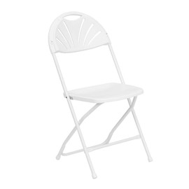 Flash Furniture 2 Pack HERCULES Series 650 lb. Capacity White Plastic Fan Back Folding Chair