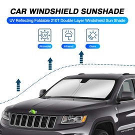 KUST Parasol para parabrisas para Jeep Grand Cherokee 2011-2021 (no para Grand Cherokee L) (no para Jeep Cherokee) parasol plegable, bloquea los rayos UV y protege tu coche más fresco