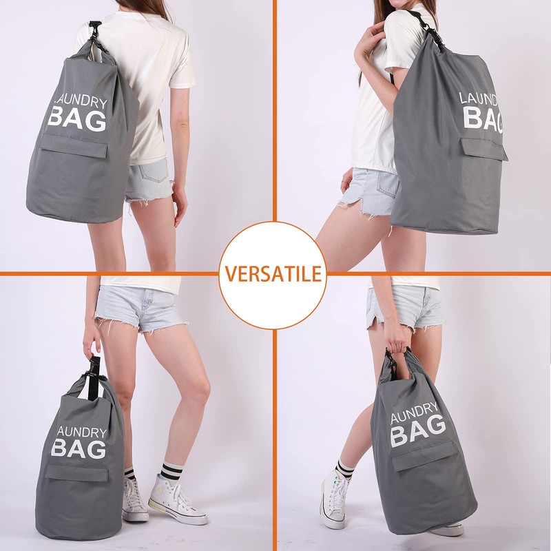 Kimmama Laundry Backpack,Laundry Bag with Adjustable Strap,Dirty Clothes Bag for