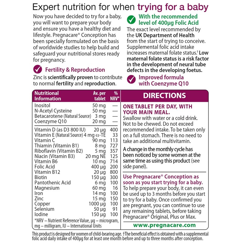 Pregnacare Conception, Support During Conception, for Women