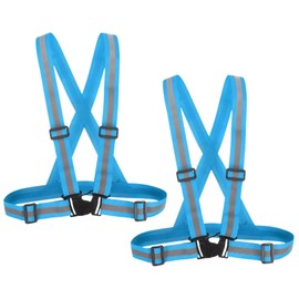 PATIKIL Reflective Safety Vest, 2 Pack Hi-Vis Safety Vests, Adjustable High Visibility Reflective Strips for Traffic Control Outdoor Jogging Cycling, Sky Blue