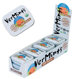 VerMints | Cafe Express | Small Tin (.63oz/18g) | Pack of 12 | Organic | Breath Mints | Pack of 12 | Breath Mints | Gluten Free | NonGMO | Kosher | Vegan | Nut free