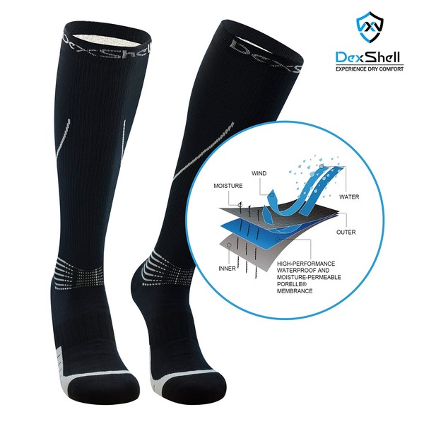 Dexshell Socks DS635GRY Compression Mudder Black+Gray L (10.2 - 11 inches)