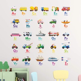 DECOWALL BA-2005N Transport Alphabet Wall Stickers Wall Decals Peel and Stick Removable Wall Stickers for Kids Nursery Bedroom Living Room