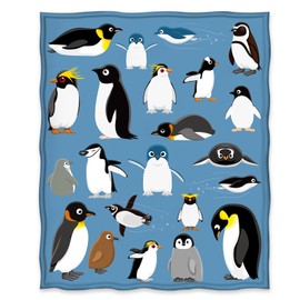 Jekeno Penguin Blanket Antarctic Animals Gifts for Women Kids Boys Home Bedroom Living Room Decor Soft Cozy Lightweight Plush Throw Blankets Blue 60"x80"