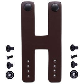 IWB Belt Loop - Double Strap - (8-9oz Leather) - Chocolate w/Black Pull-The-Dot Snaps & Mounting Hardware - for Holster Carry - (Fit 1.25-2.00 Inch Belts (Adjustable)