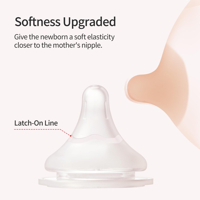 Pigeon Silicone Nipple (S) with Latch-On Line, Natural Feel, 1+