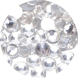 NCB 2000pcs Flatback Round Glass Nail Art Rhinestones Crystal for DIY Making Accessories Shoes, Clothes, Face Art, Bags, Manicure (Crystal, SS12 2000pcs)