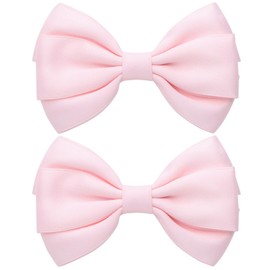 ZOLYCO 4.5 Inches Hair Bows for Women Girls Thick Ribbon Boutique Alligator Clips Hair Accessories for Older Kids Children Young Girls 2 Pcs (Light Pink)