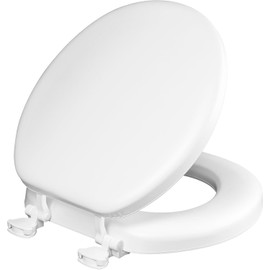 Plexon Padded Toilet Seat, Cushioned Soft Vinyl over Wood Core Seat, Secure Hinges, Easy To Clean, 1 Pack Round, White