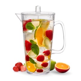 KLIFA- CHARLESTON- 85 oz, Acrylic Fishing Water Pitcher, School of Fish Jug, Shatter-proof Pitcher with Lid, BPA-Free, Plastic Drinkware, Clear, 1 piece.