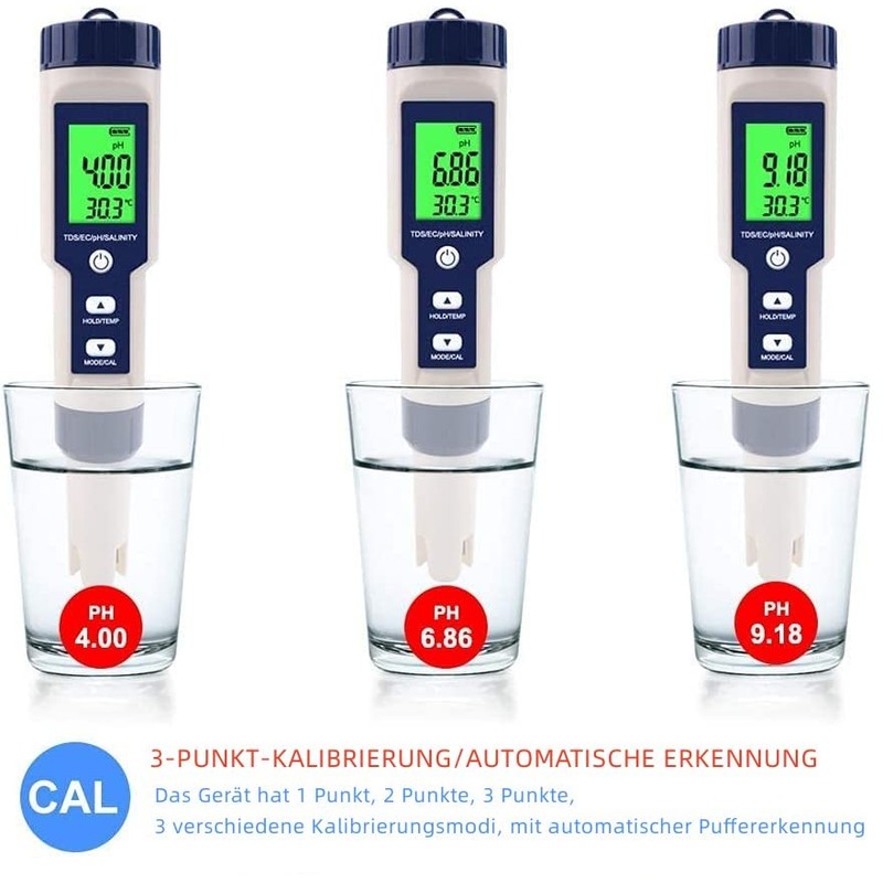 OPSLEA 5 in 1 TDS/EC/PH/Salt Content/Temperature Meter Digital Water Quality