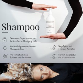 Bianca Sauchella Secret Shine Hair Extensions Shampoo with Moroccan Argan Oil, Innovative Ultra Moisturising Formula for Extensions and All Hair Types 500 ml