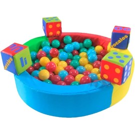 Alberca De Pelotas + Rampa Y Escalera + Cubo + 50 PELOTAS DE REGALO Multicolor Estimulacion Temprana