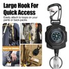 bolimoss Heavy Duty Retractable Keychain with Carabiner Compass, 2 Pack