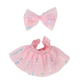 Clothes Set for 17cm Doll, Hat Suit Ornaments Accessories Set for Any 17cm/6.7inch Doll[with Doll Clothes Storage Bag] (Light Pink Skirt)