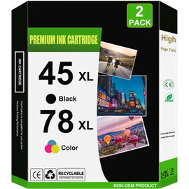 45 78 45XL 78XL High Yield ink cartridge Repalcement for 51645 51645A C6578AN C6578DN Compatible for Color Copier 180 Deskjet 1100C 1220C 6122 842C 930C 932C 970C 990C Printers (1 Black 1 Tri-Color)